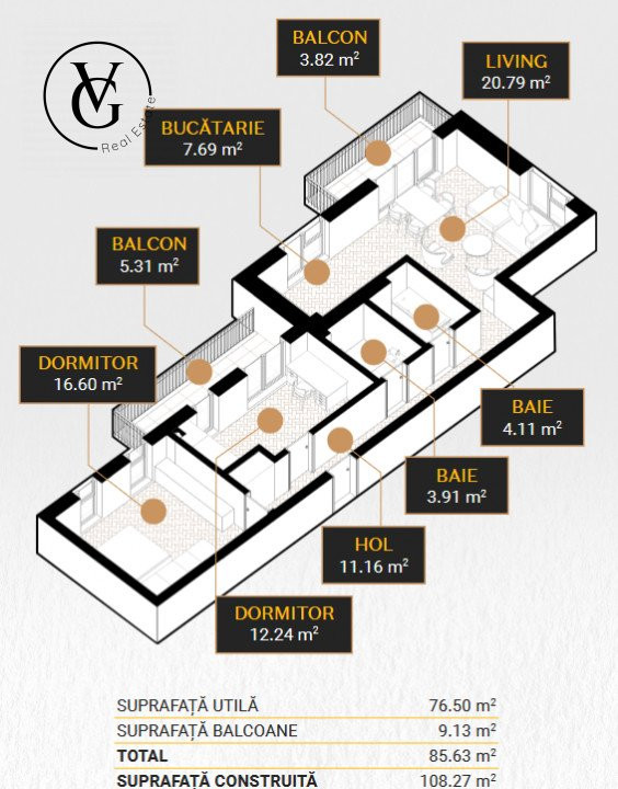 Apartament finisat cu 3 camere - Ultracentral - Unirii