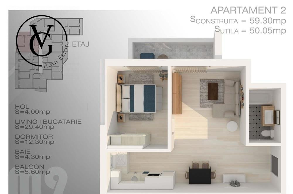 Apartament 2 camere- Hanul cu Peste