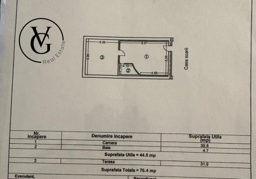 Studio cu terasa - zona KM 4-5 -Comision 0%