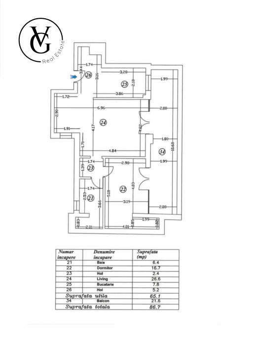 Apartament 2 camere - terasa spatioasa - zona Floreasca