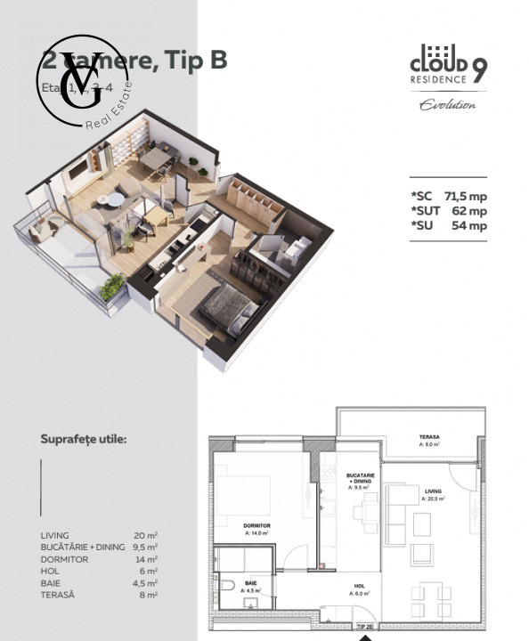 Apartament 2 camere Cloud 9 Pipera - bloc nou