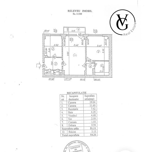 Apartament 2 camare nemobilat Titulescu / Banu Manta