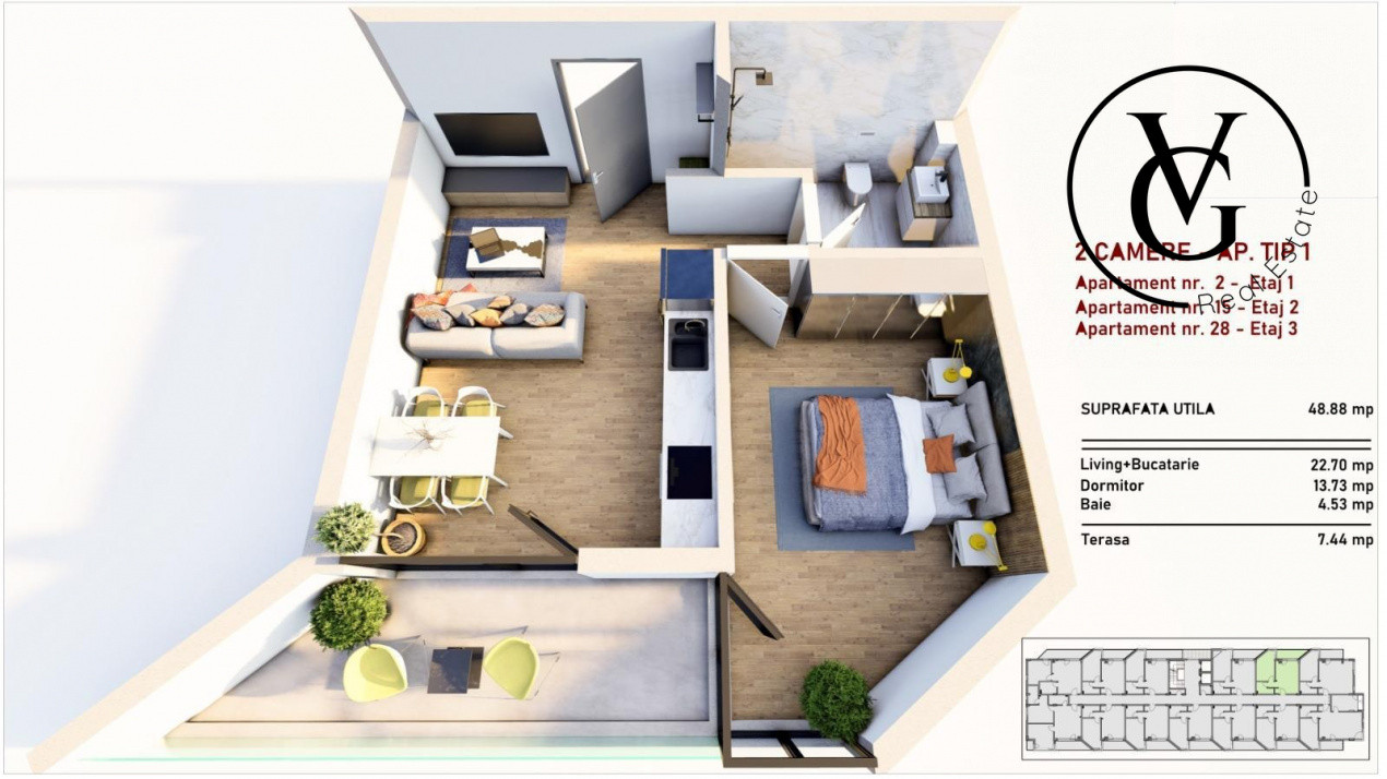 Apartament 2 camere cu rate la dezvoltator Mamaia Sat LIDL