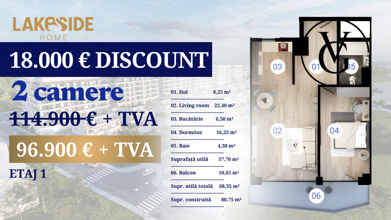 Apartament 2 camere - LakeSide Home - predare 2025