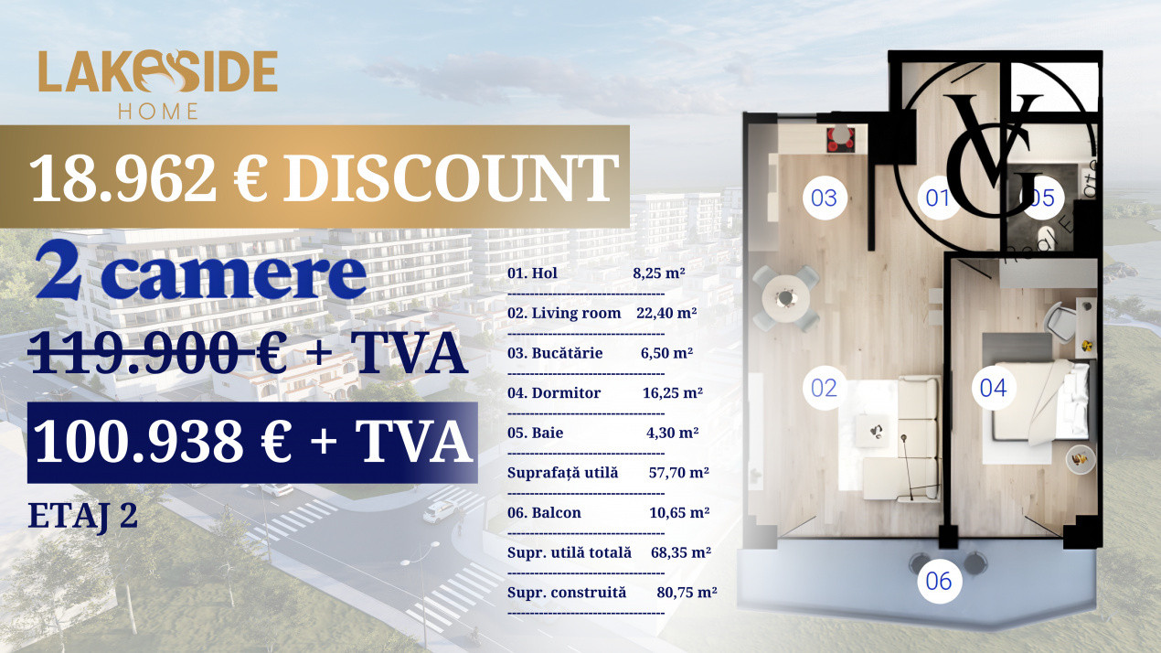 Apartament 2 camere - LakeSide Home - predare 2025