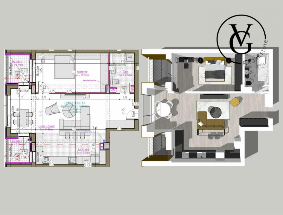 Apartament cu 2 camere  | Complex rezidential | Blue Bike EDEN
