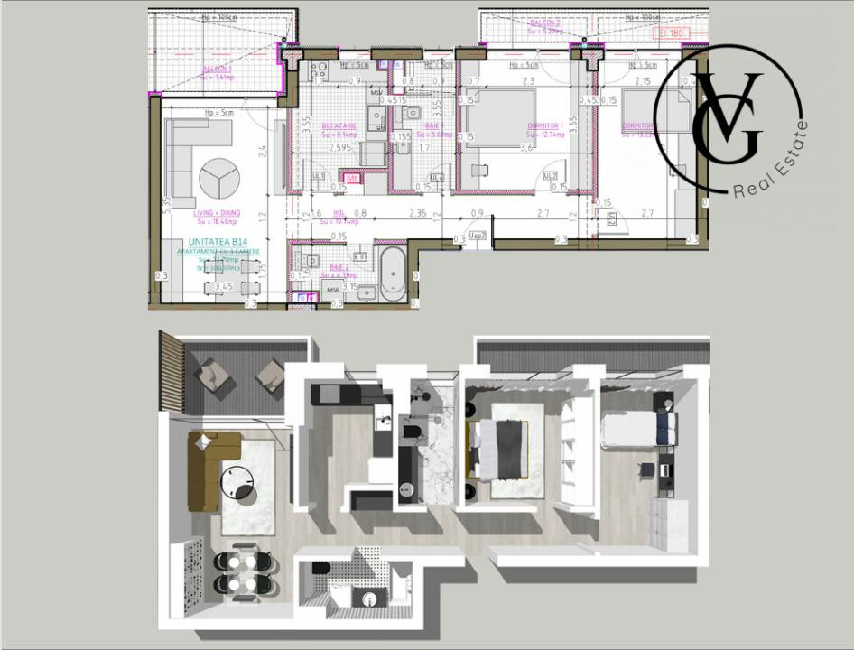 Apartament cu 3 camere - complex premium - Blue Bike EDEN 