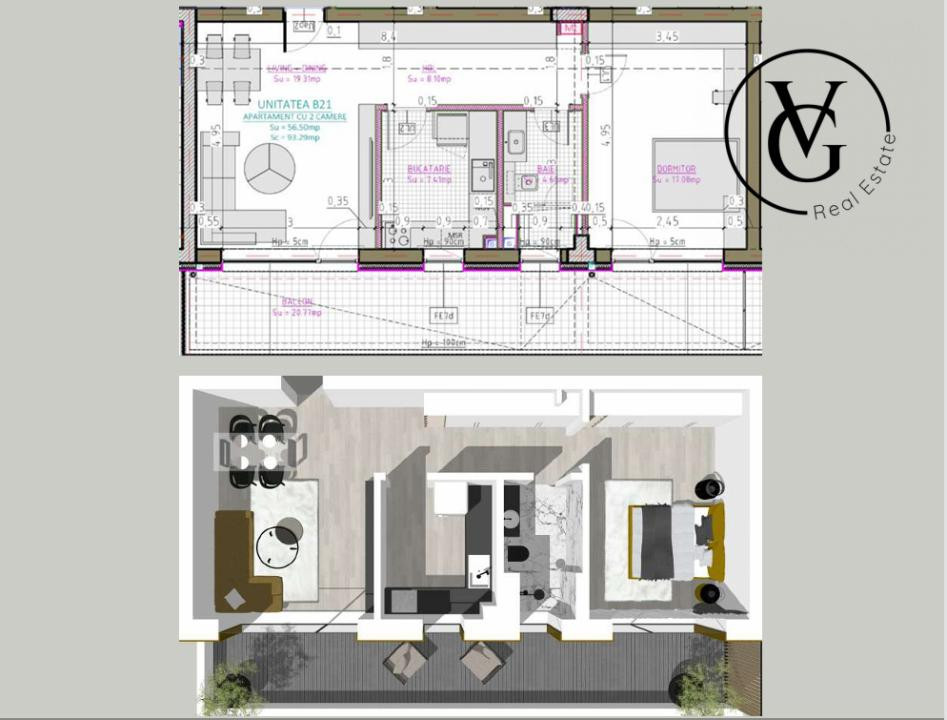 Apartament 2 camere | Spatios | Complex rezidential | Blue Bike Eden
