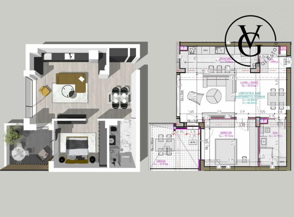 Apartament 2 camere spatios - Blue Bike Eden