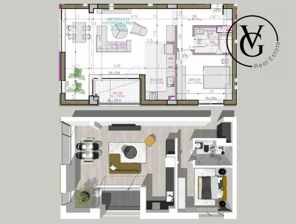 Apartament cu 2 camere spatios - Blue Bike EDEN